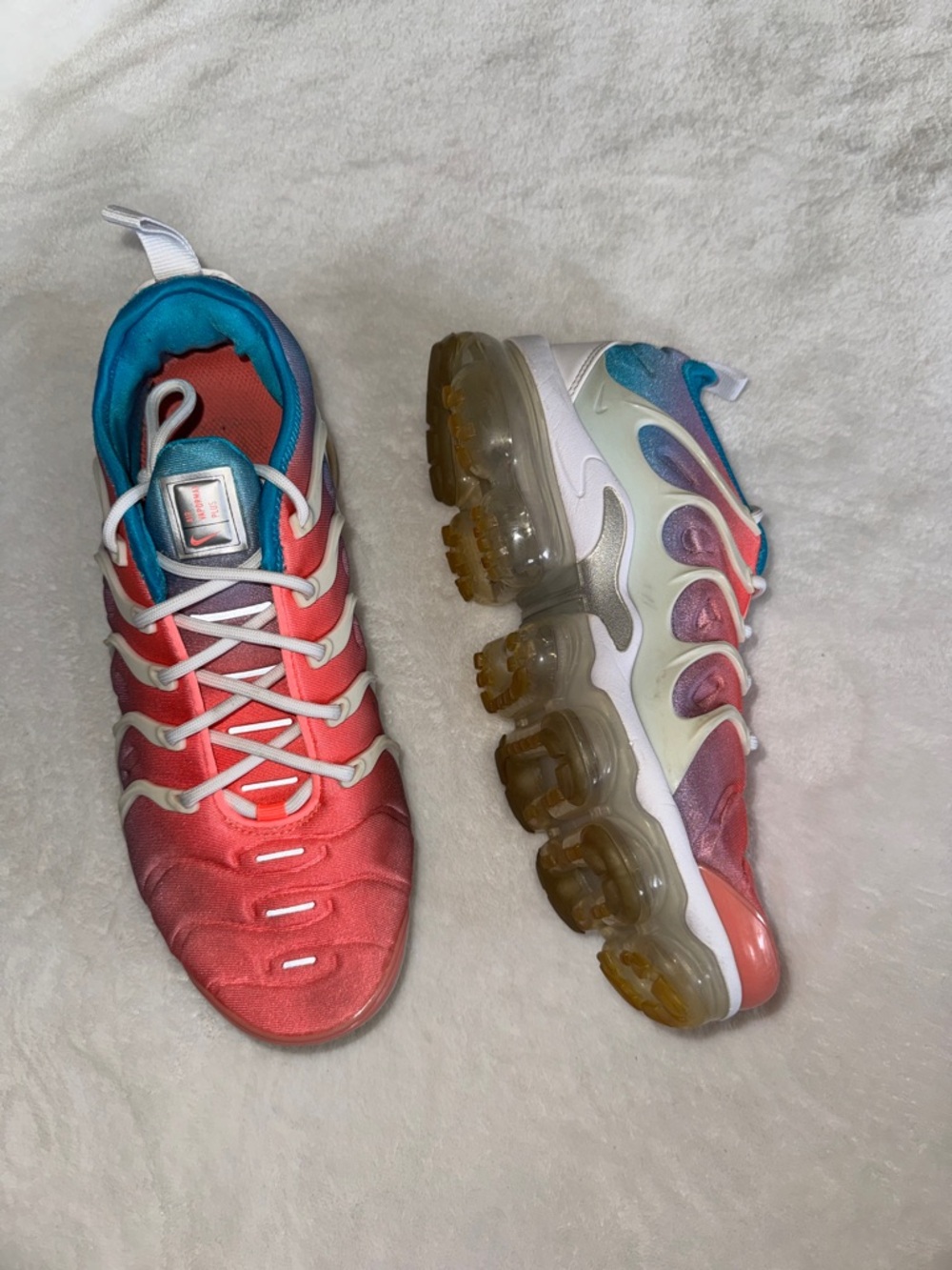 Nike Kids' Air VaporMax Plus Gradient Coral/Teal Running Shoes 8.5